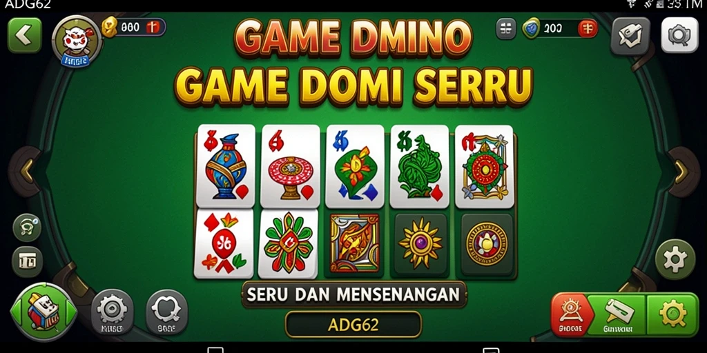 Tampilan gameplay seru dalam ADG62 yang menampilkan domino.