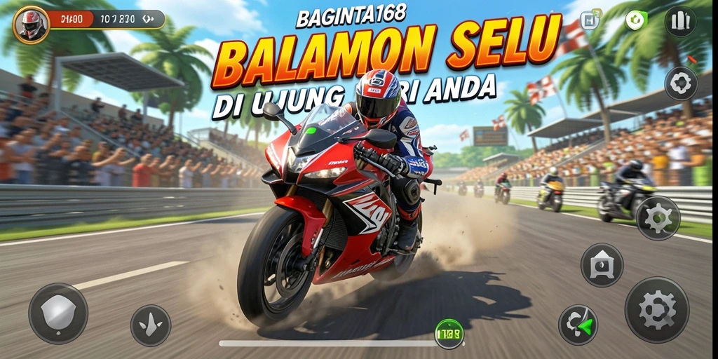 Tampilan seru gameplay balapan motor di BAGINTA168.