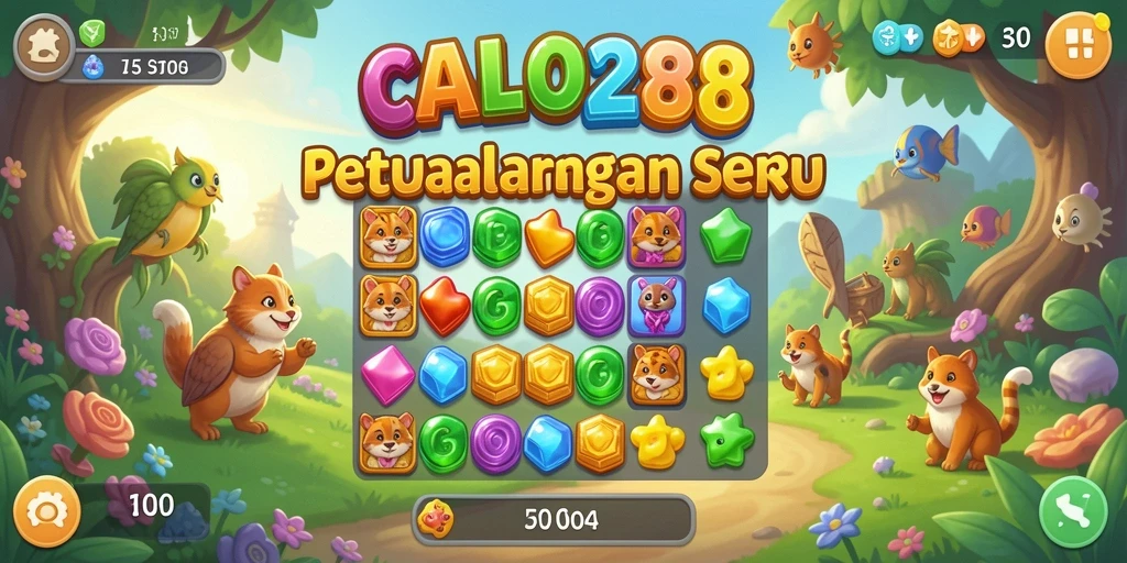 Gambaran seru gameplay CALO288 yang penuh warna dan tantangan Match-3.