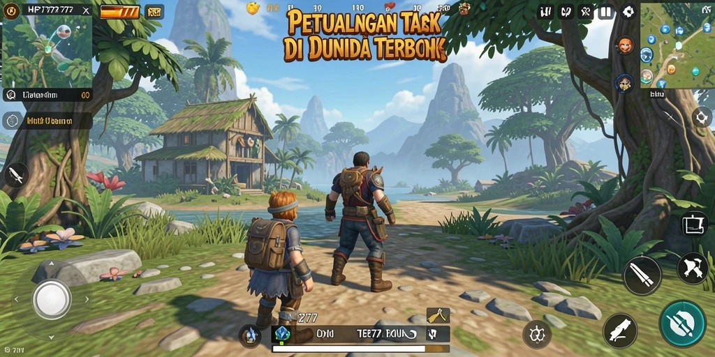 Screenshot gameplay HP777 menampilkan petualangan seru di dunia terbuka.