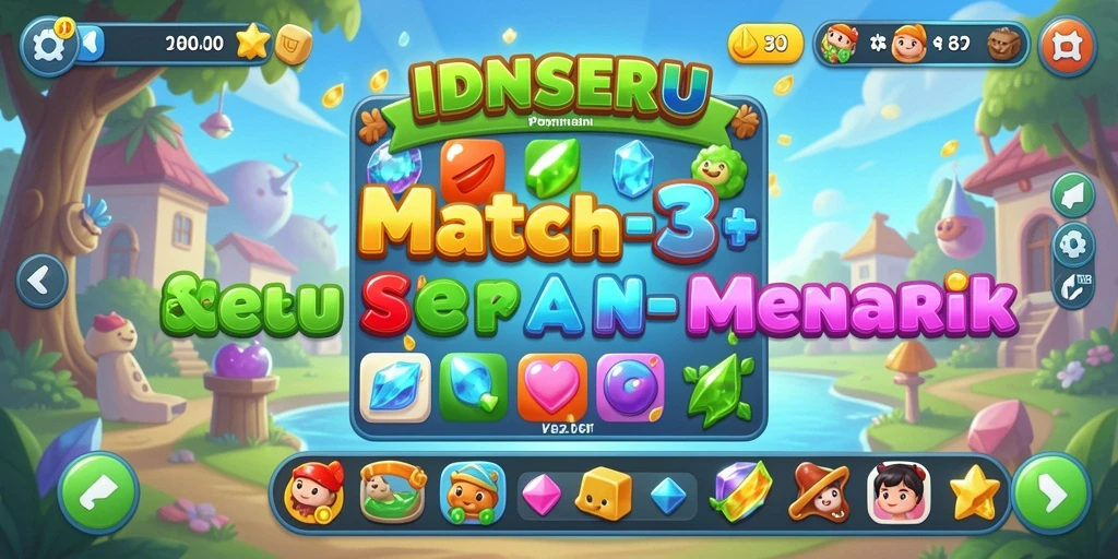Tampilan gameplay seru permainan Match-3 IDNSERU.