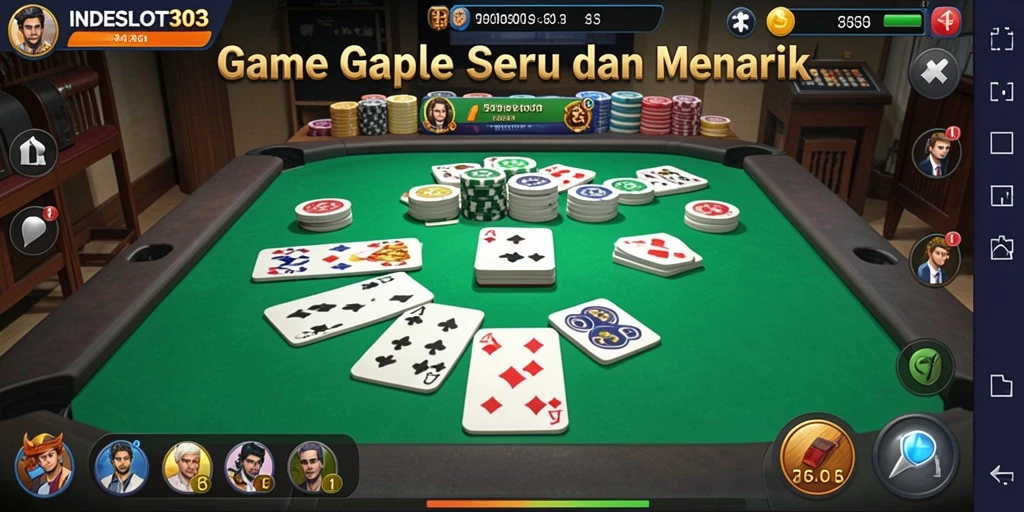 Screenshot INDESLOT303 menampilkan pemain yang sedang asyik bermain gaple online.