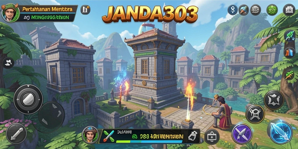 Gameplay seru dan menegangkan dalam JANDA303 Tower Defense.