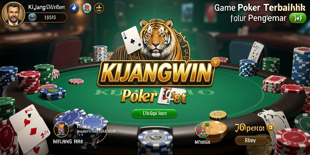 Screenshot KIJANGWIN menampilkan pertandingan poker yang intens.