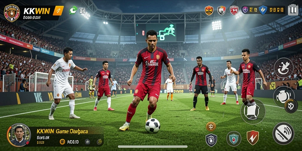 Tampilan gameplay menegangkan dalam KKWIN, penuh aksi olahraga.