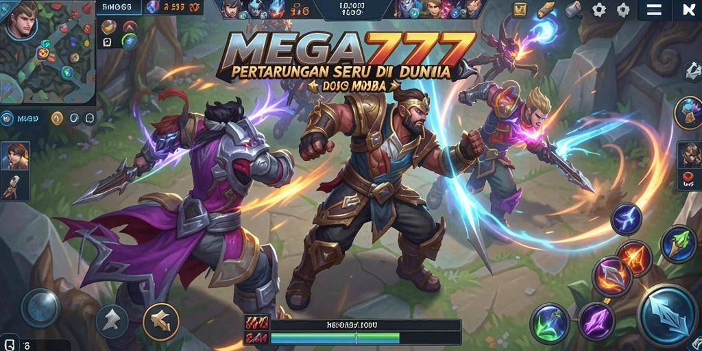 Screenshot menampilkan aksi seru di arena MOBA MEGA777.