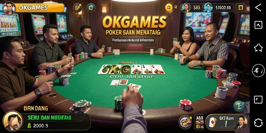 Tampilan gameplay Poker yang menegangkan di OKGAMES.