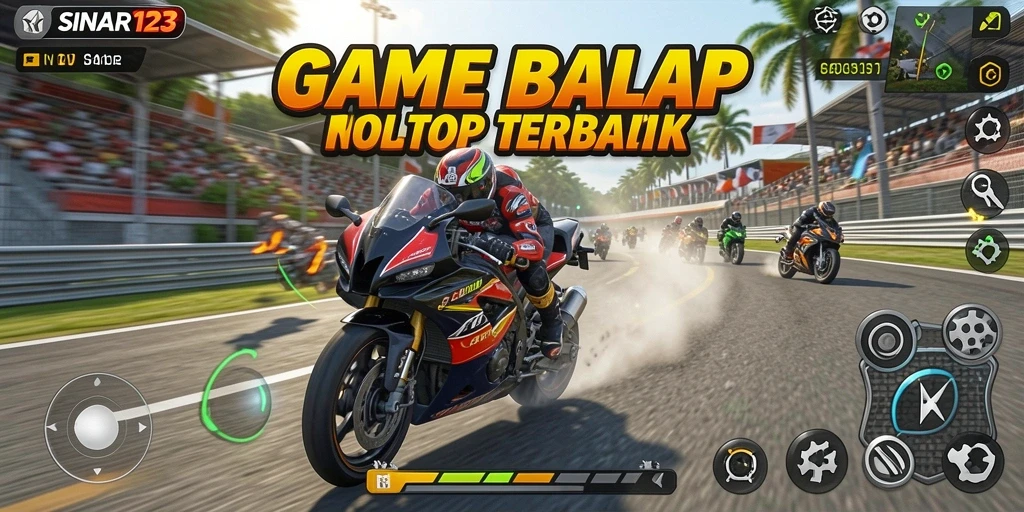 Gameplay mendebarkan dalam balapan motor yang seru.