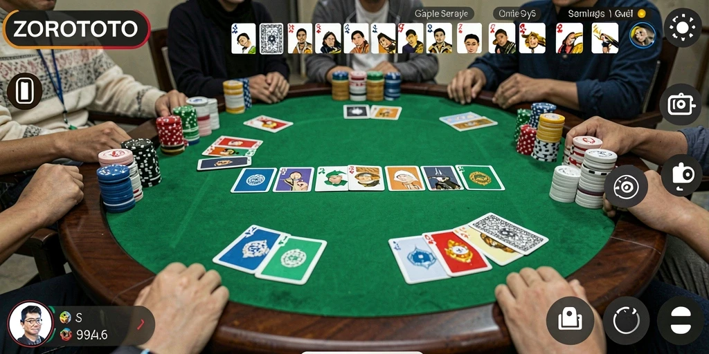 Screenshot gameplay ZOROTOTO menampilkan suasana permainan Gaple yang seru.